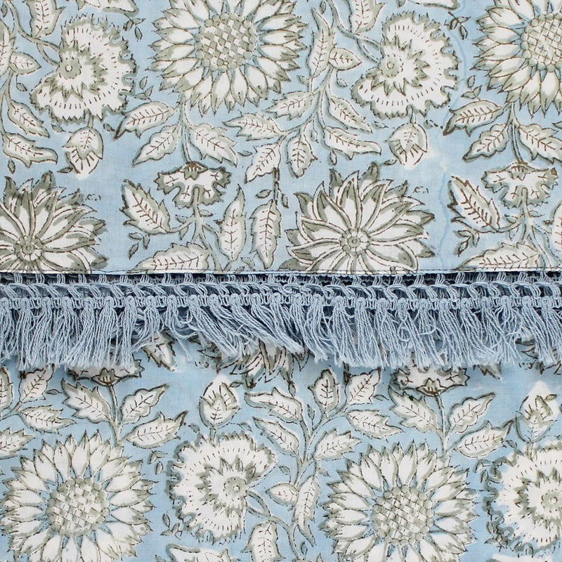 Block Printed Blue Cornflower Cotton Sarong