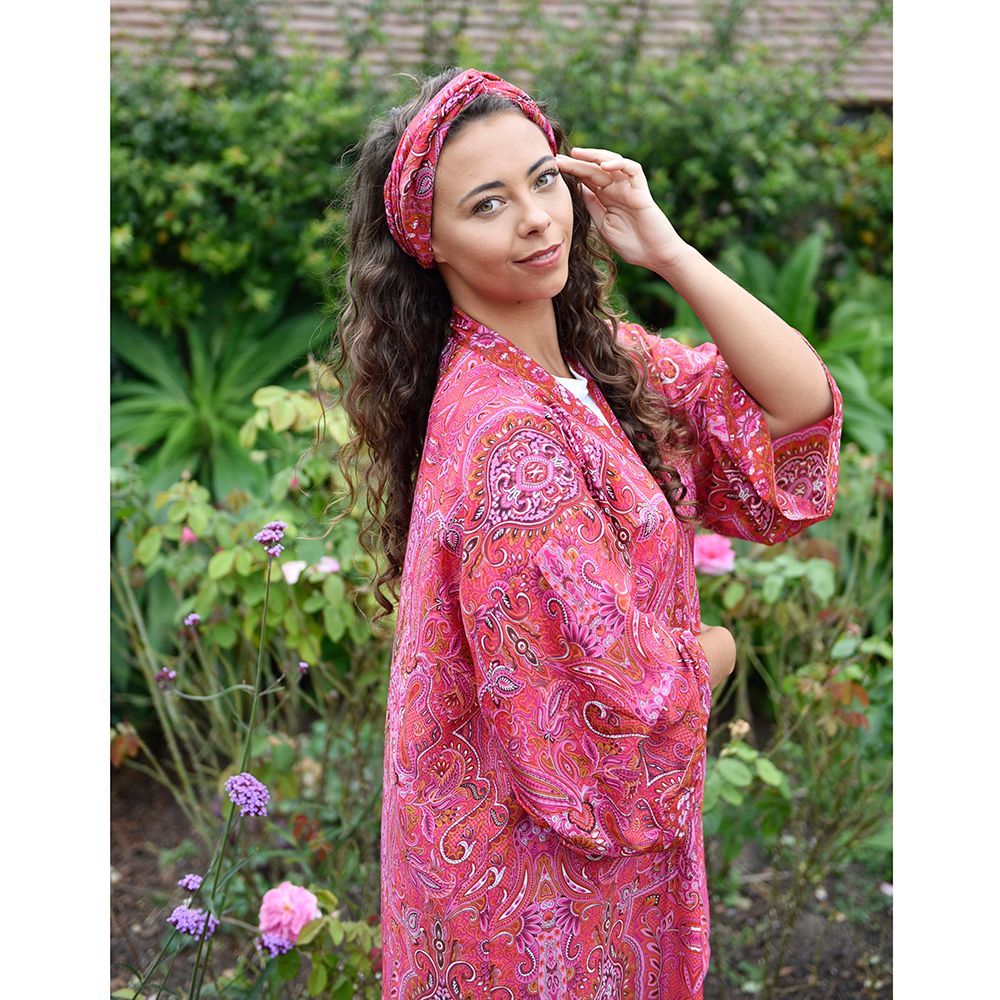 'Phoebe' Red & Pink Paisley Headband
