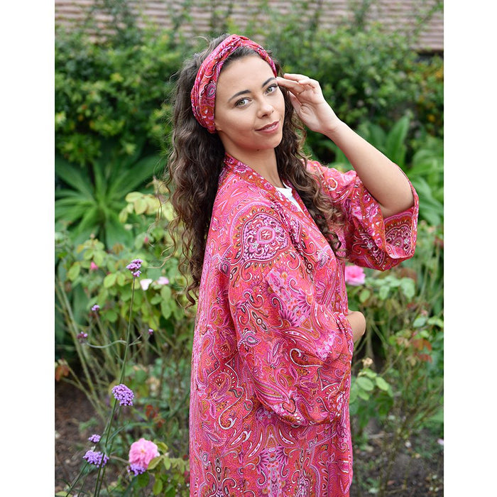 'Phoebe' Red & Pink Paisley Headband