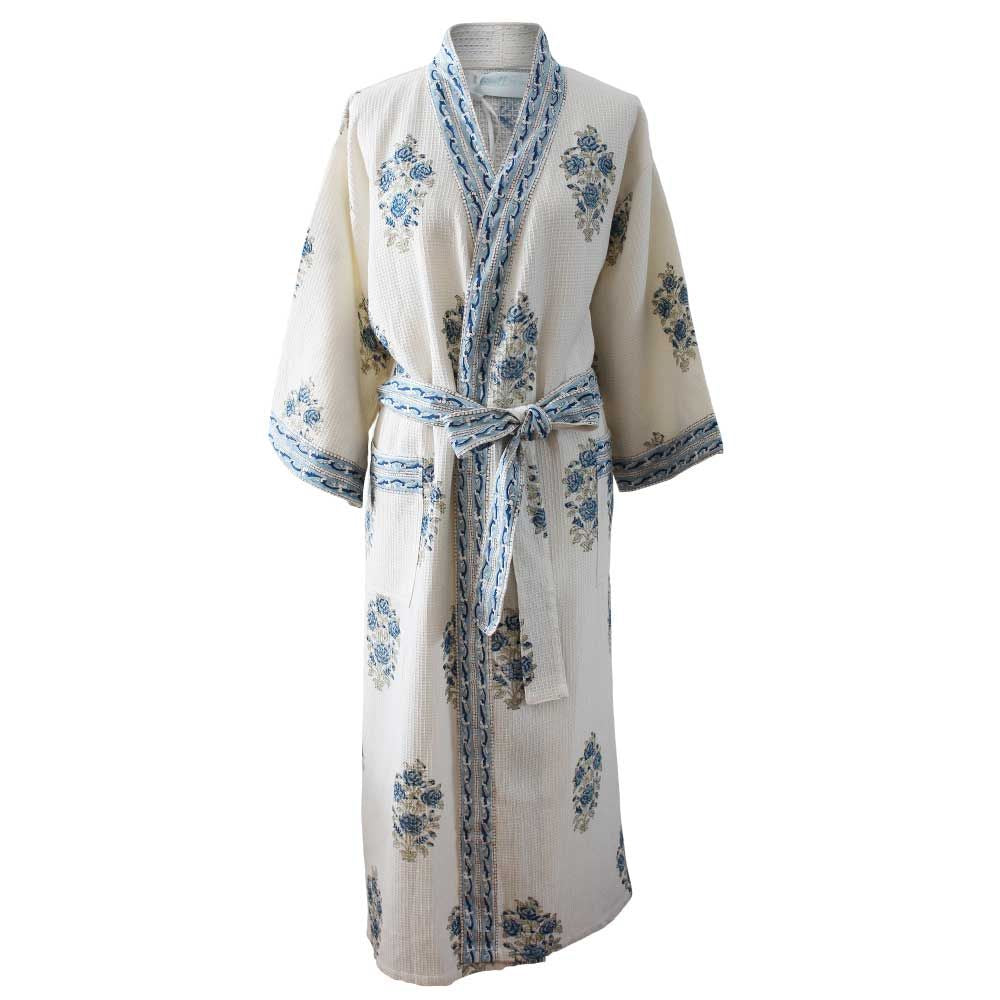 Blue Rose Waffle Cotton Dressing Gown