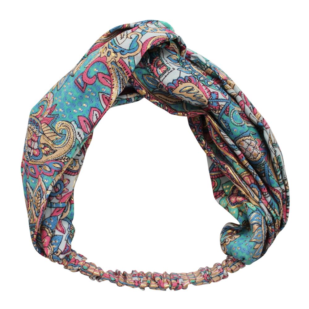 'Demi' Pink & Blue Floral Paisley Headband