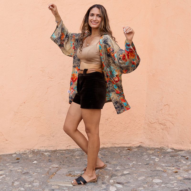 Colourful Floral Viscose Summer Jacket