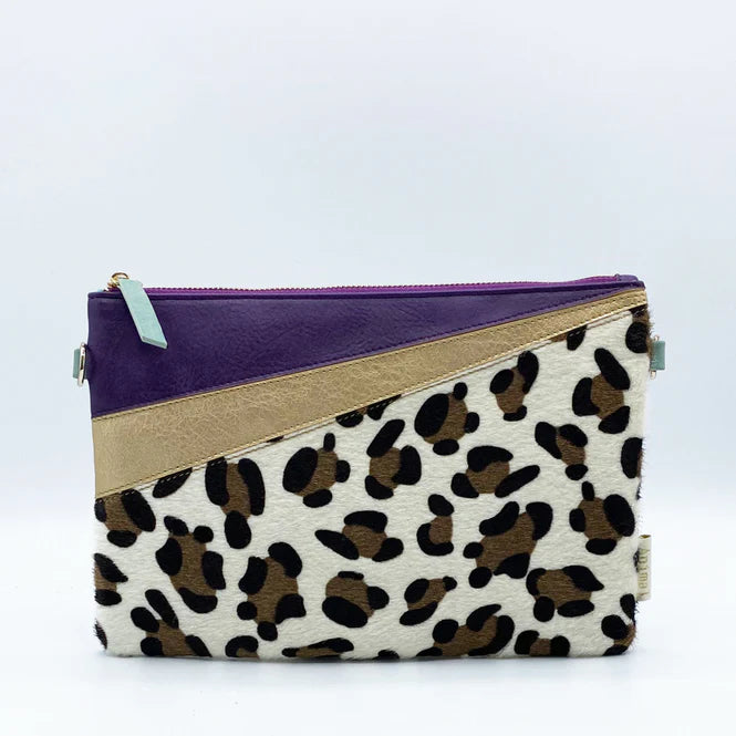 Purple Leopard Animal Print Clutch Bag