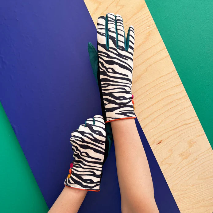 Animal Print Black & White Zebra Gloves
