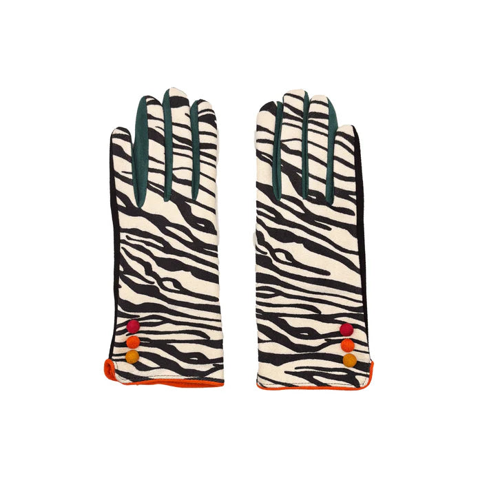 Animal Print Black & White Zebra Gloves