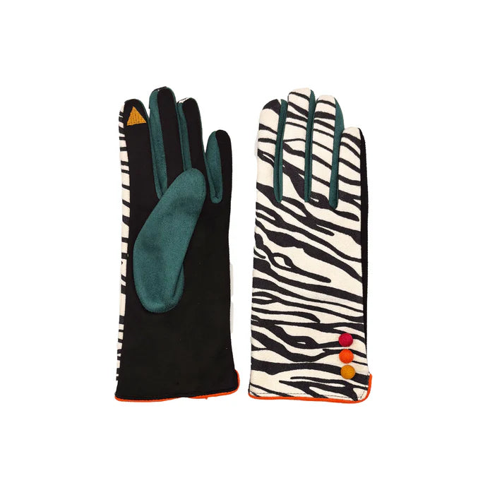 Animal Print Black & White Zebra Gloves