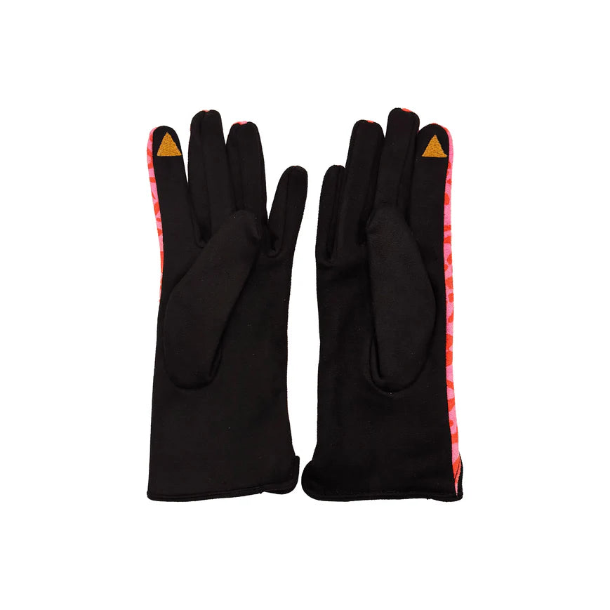 Animal Print Pink & Black Leopard Gloves