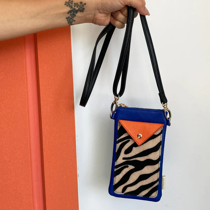 Blue Zebra Animal Print Phone Bag