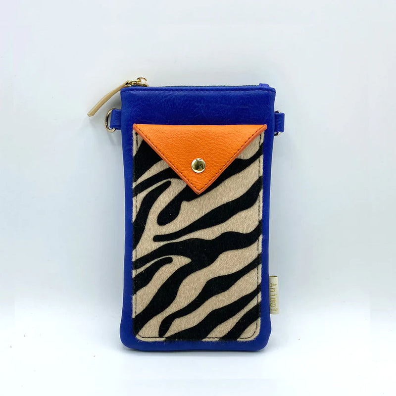 Blue Zebra Animal Print Phone Bag