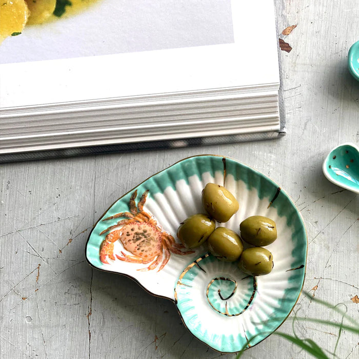 Coral Seashell & Crab Trinket Dish
