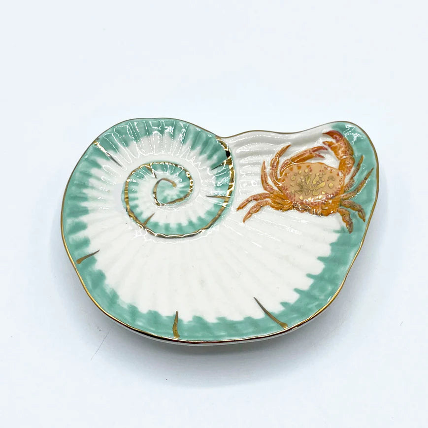 Coral Seashell & Crab Trinket Dish