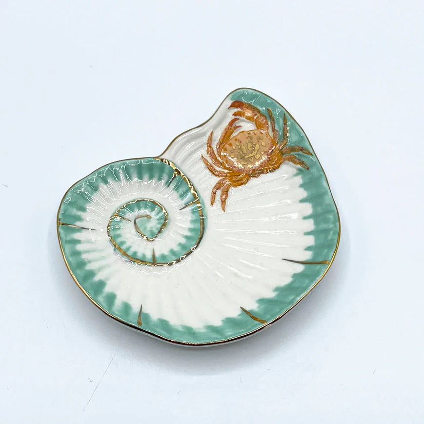 Coral Seashell & Crab Trinket Dish