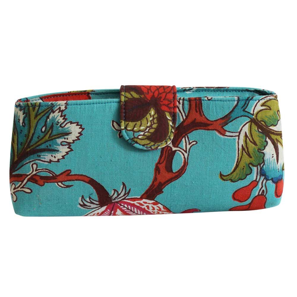 Teal Exotic Flower Glasses Case