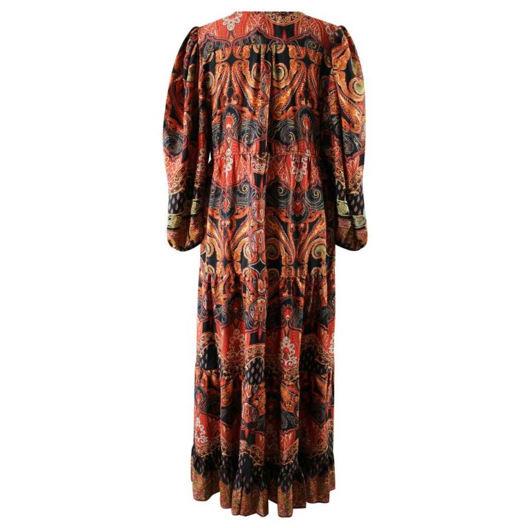 'Blair' Red & Black Paisley Maxi Dress