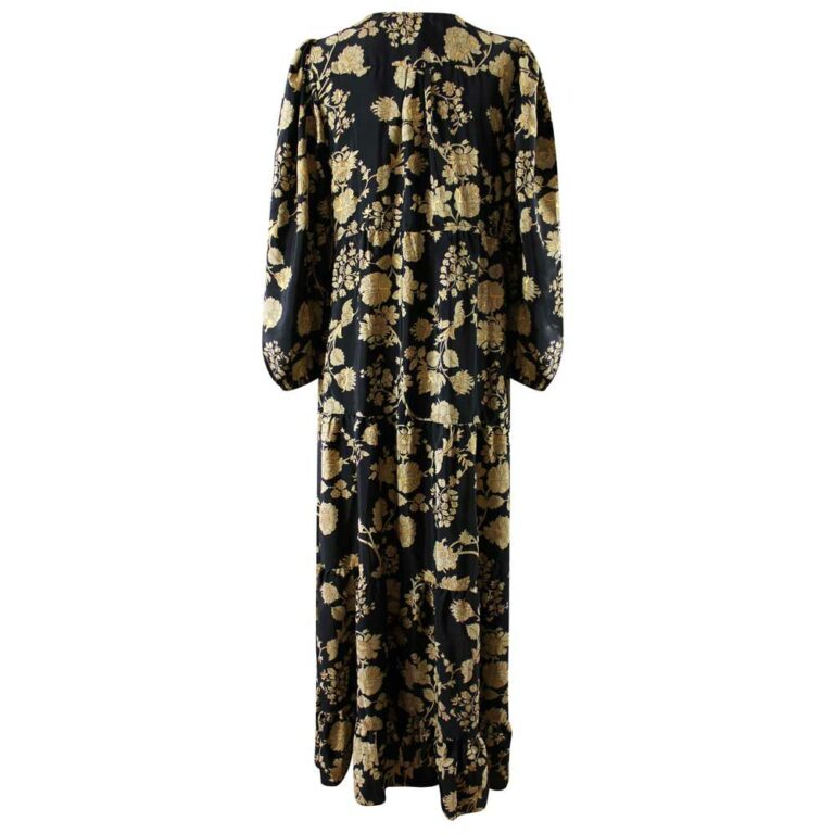'Beba' Black & Gold Floral Maxi Dress