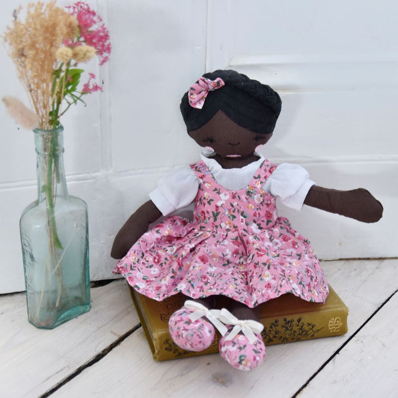Craft Doll Wearing Pink Floral Dress