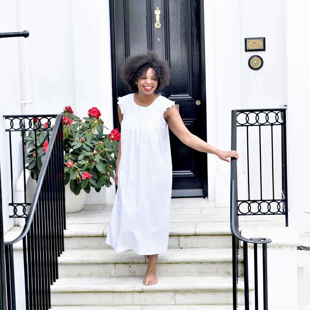 Ladies Ruched Round Neck Nightdress 'Violet'