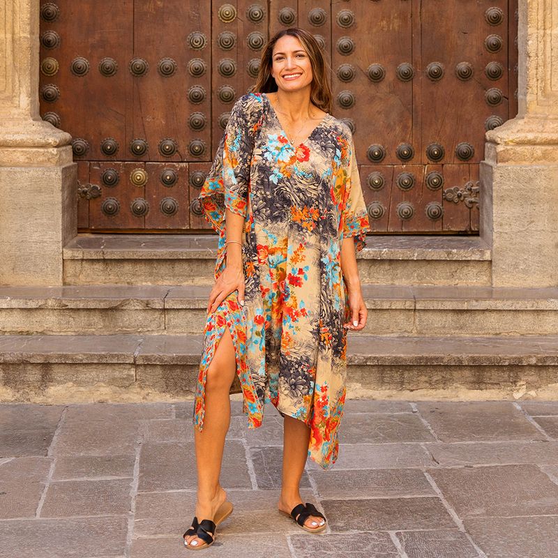 'Maeve' Colourful Floral Kaftan