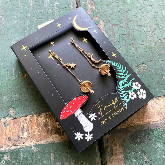 Forage Mushroom, Moon & Star Earrings