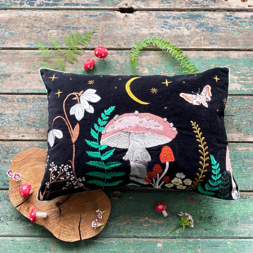 Forage Black Velvet Mushroom Cushion