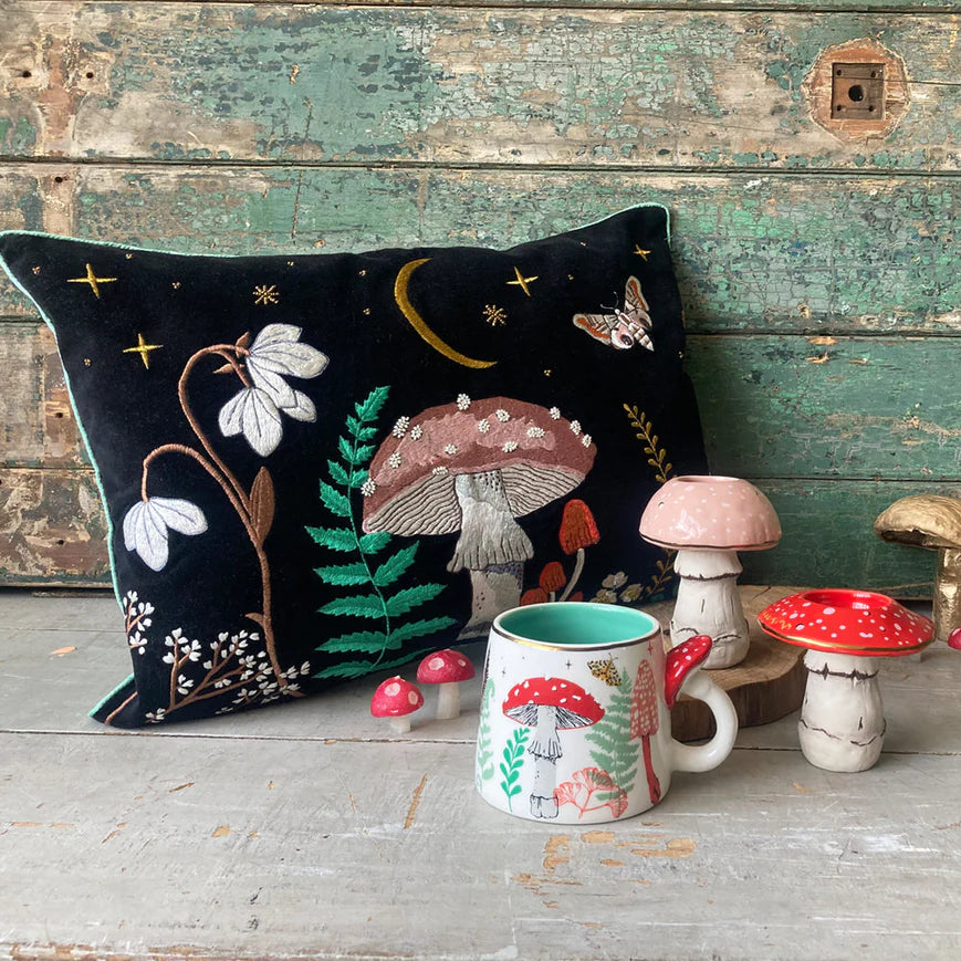 Forage Black Velvet Mushroom Cushion