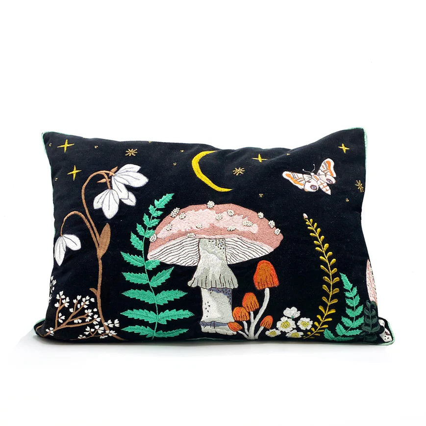 Forage Black Velvet Mushroom Cushion