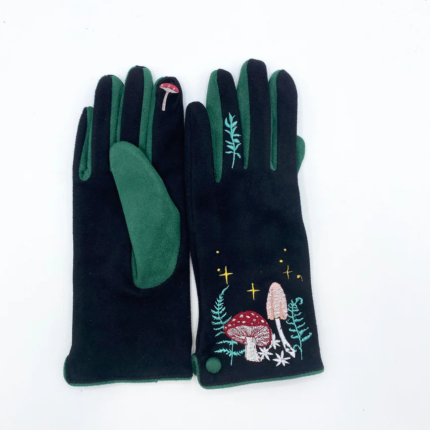 Forage Mushroom Embroidered Gloves