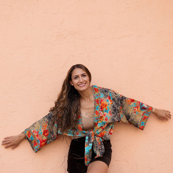 Colourful Floral Viscose Summer Jacket