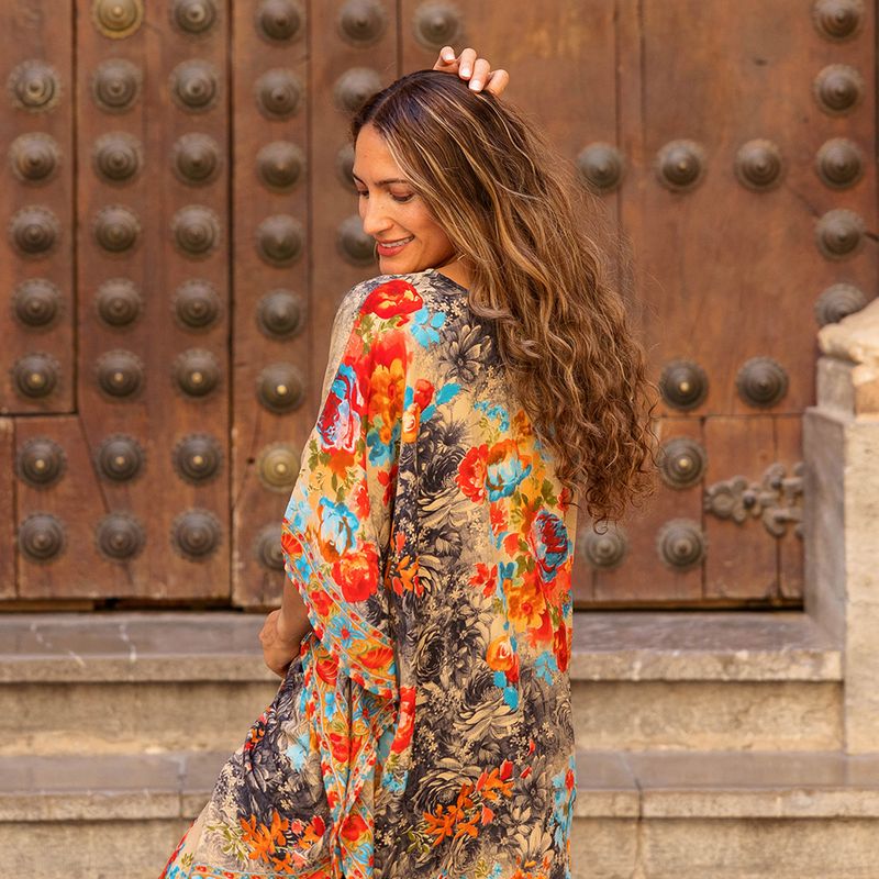 'Maeve' Colourful Floral Kaftan