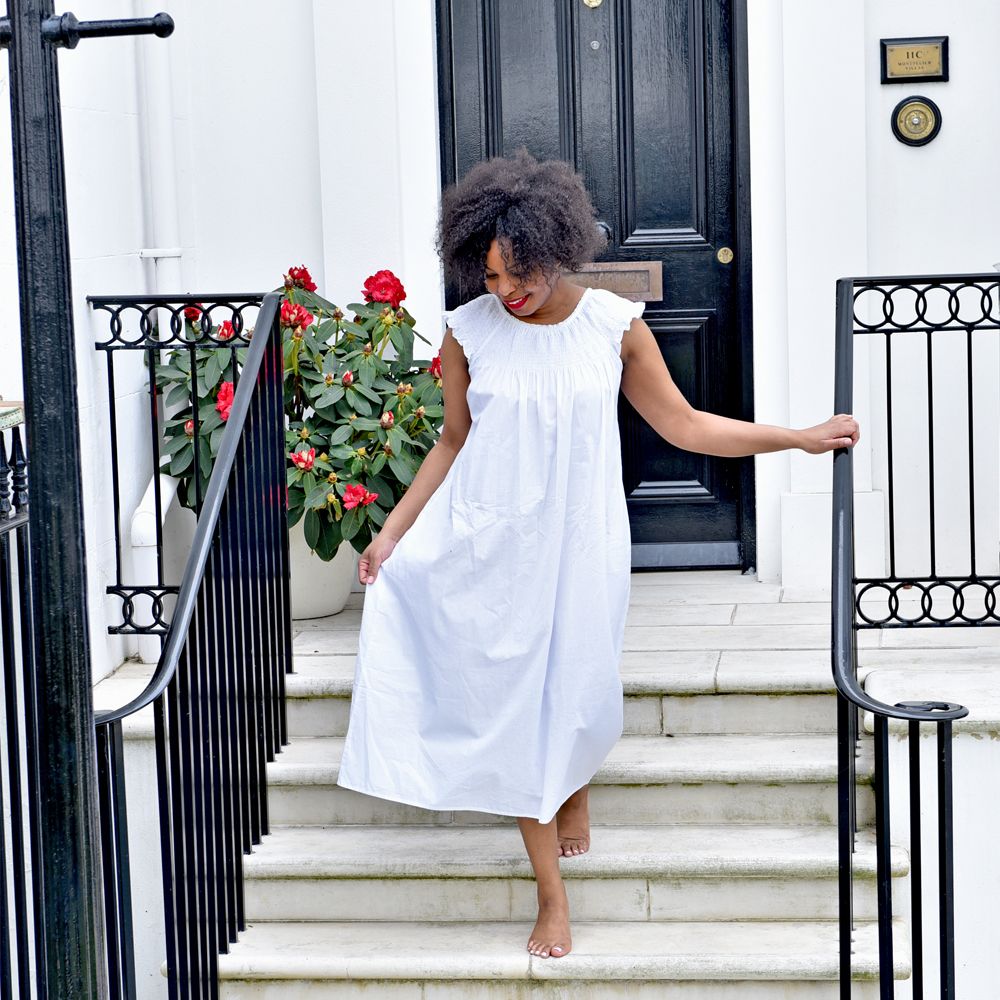 Ladies Ruched Round Neck Nightdress 'Violet'