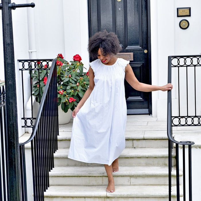 Ladies Ruched Round Neck Nightdress 'Violet'