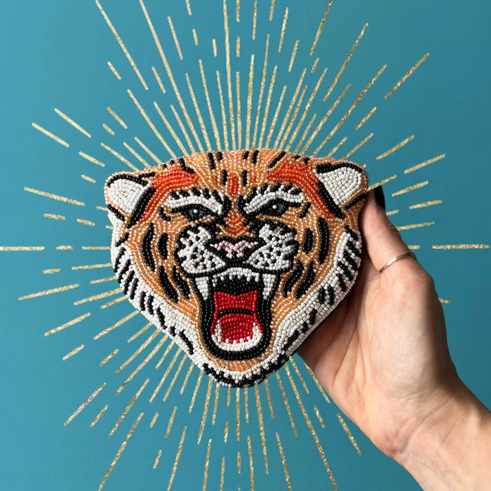 Inked Tiger Beaded Purse