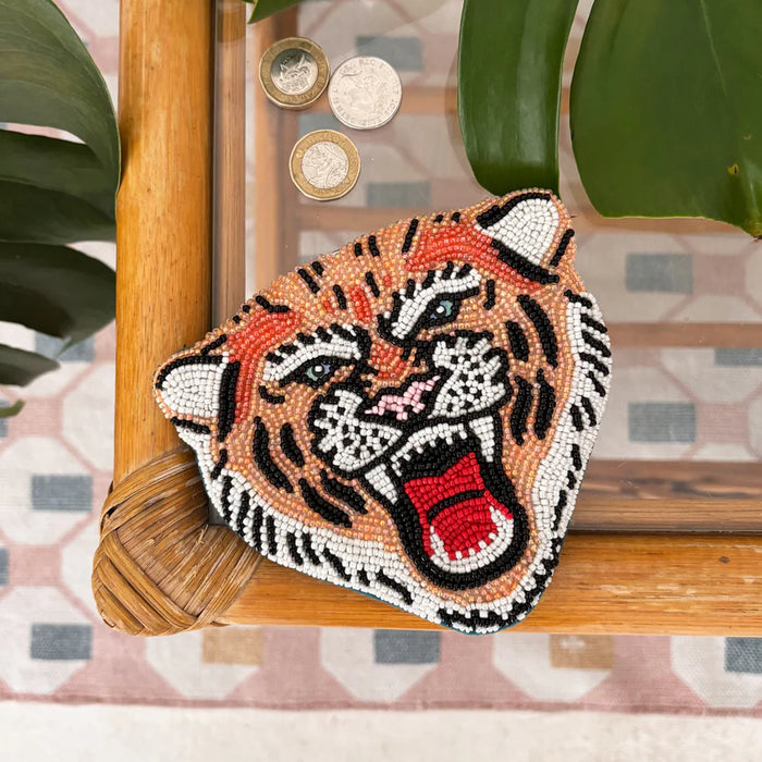 Inked Tiger Beaded Purse
