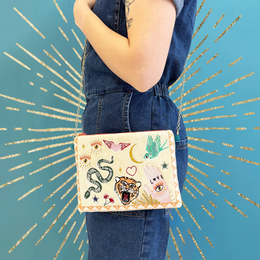Inked Tattoo Crossbody Clutch Bag
