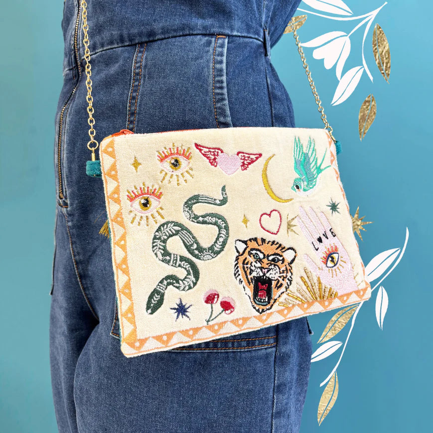 Inked Tattoo Crossbody Clutch Bag