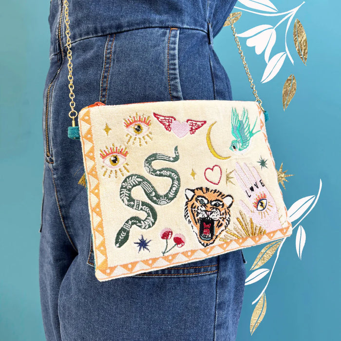 Inked Tattoo Crossbody Clutch Bag