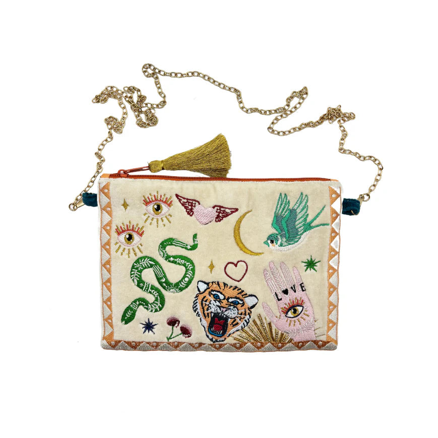 Inked Tattoo Crossbody Clutch Bag