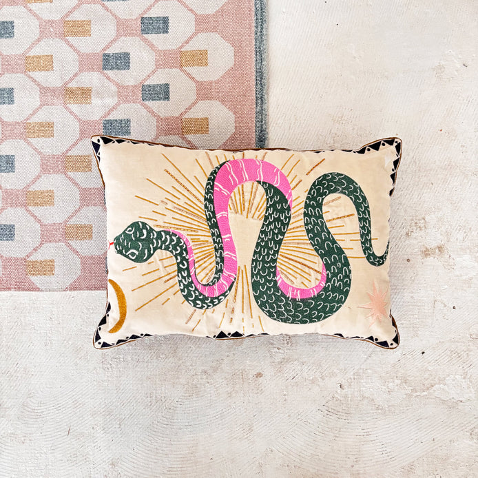 Inked Velvet Snake Cushion