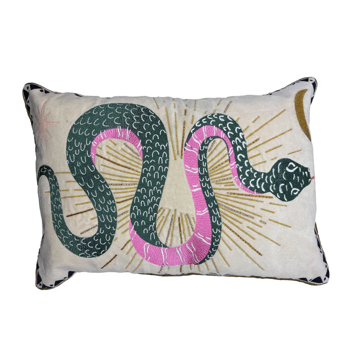Inked Velvet Snake Cushion
