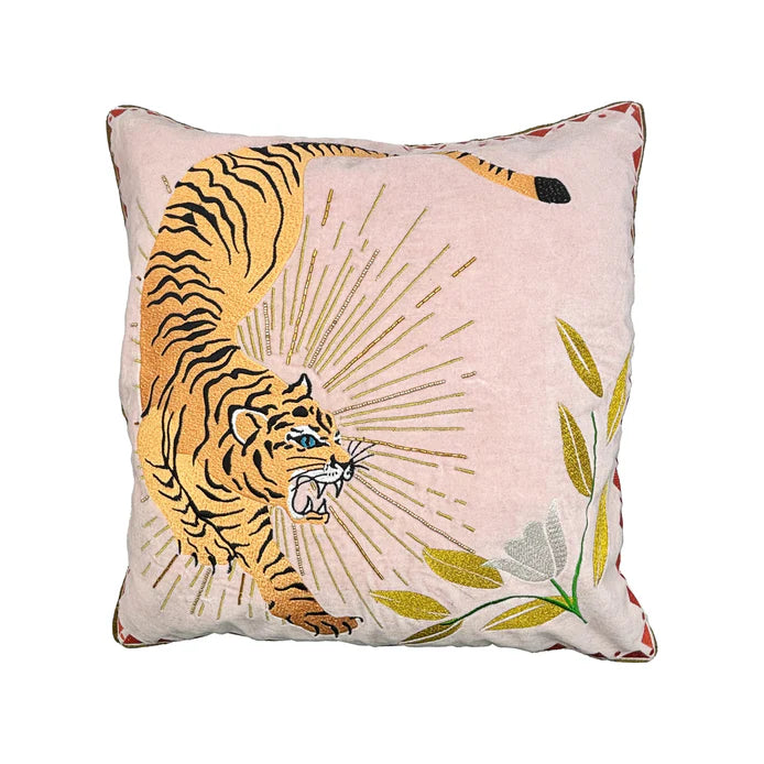 Inked Velvet Tiger Cushion
