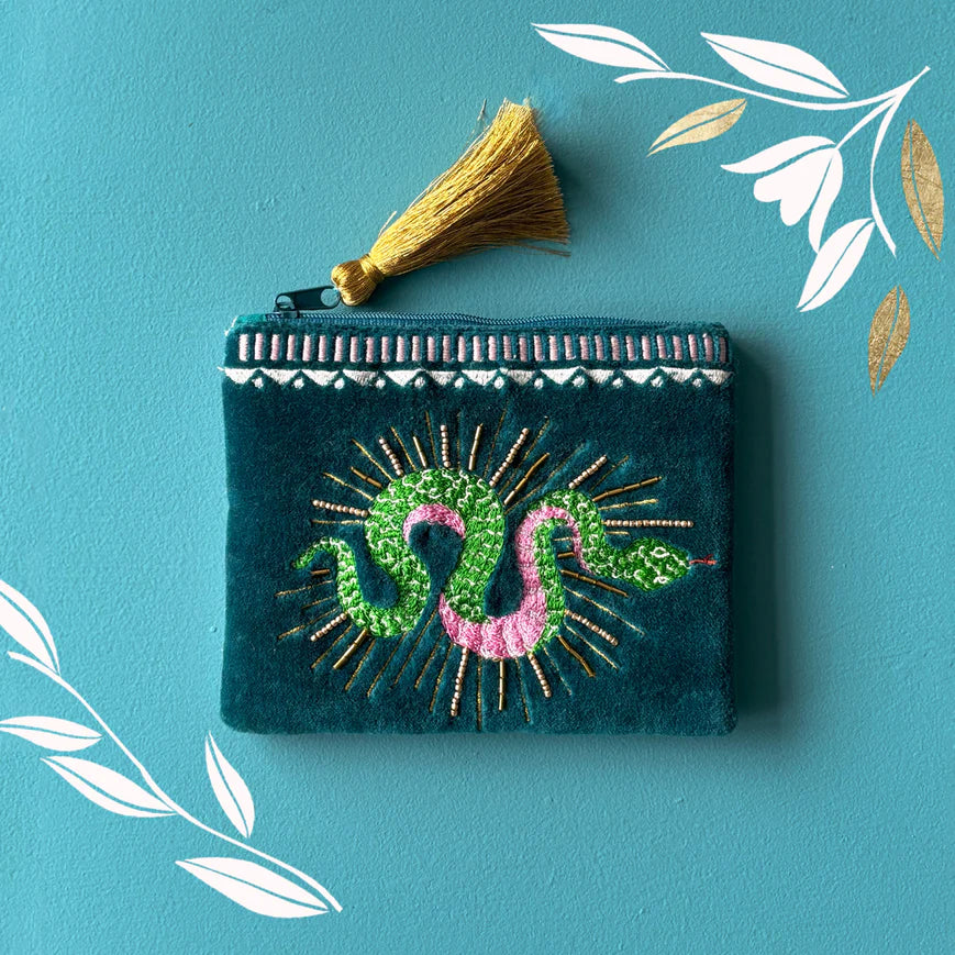Inked Snake Velvet Purse