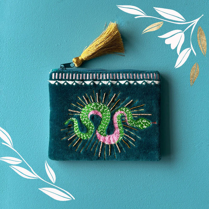 Inked Snake Velvet Purse