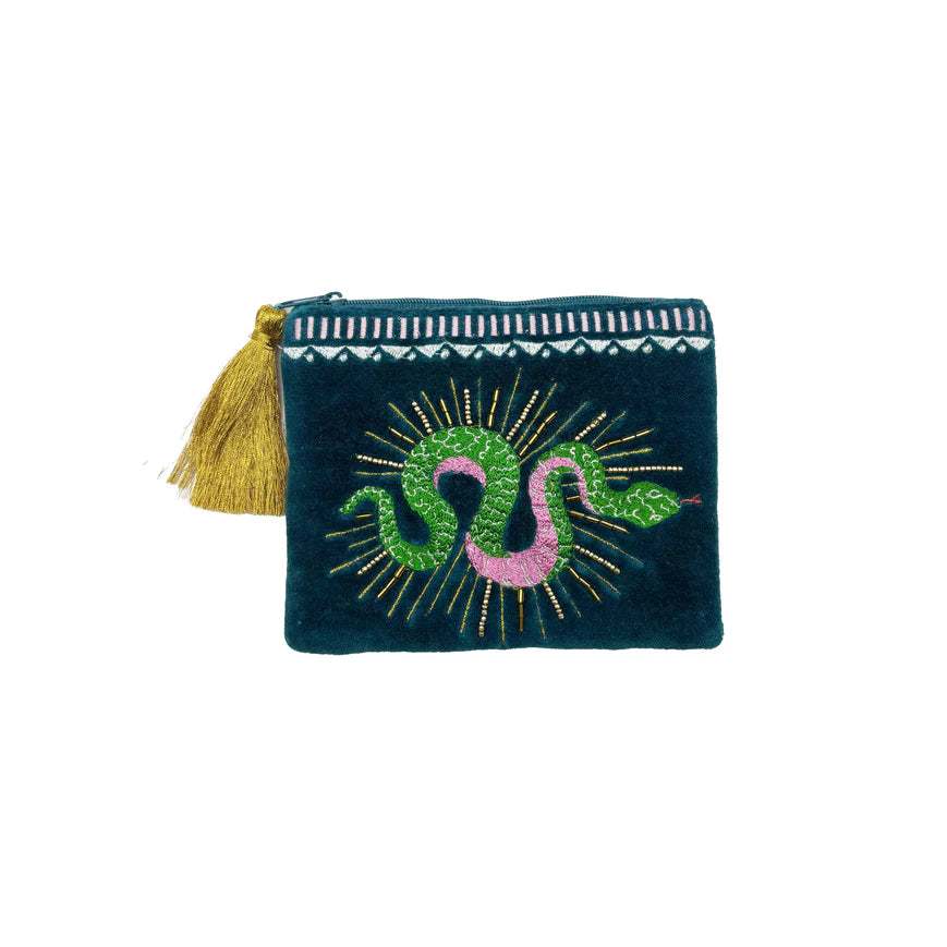 Inked Snake Velvet Purse