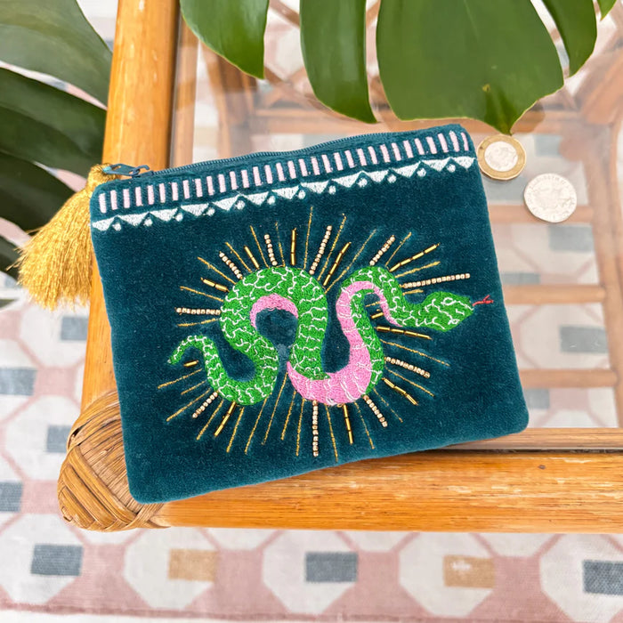 Inked Snake Velvet Purse
