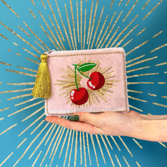 Inked Cherry Velvet Purse
