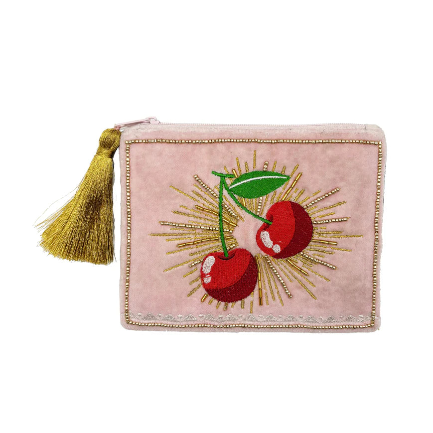 Inked Cherry Velvet Purse