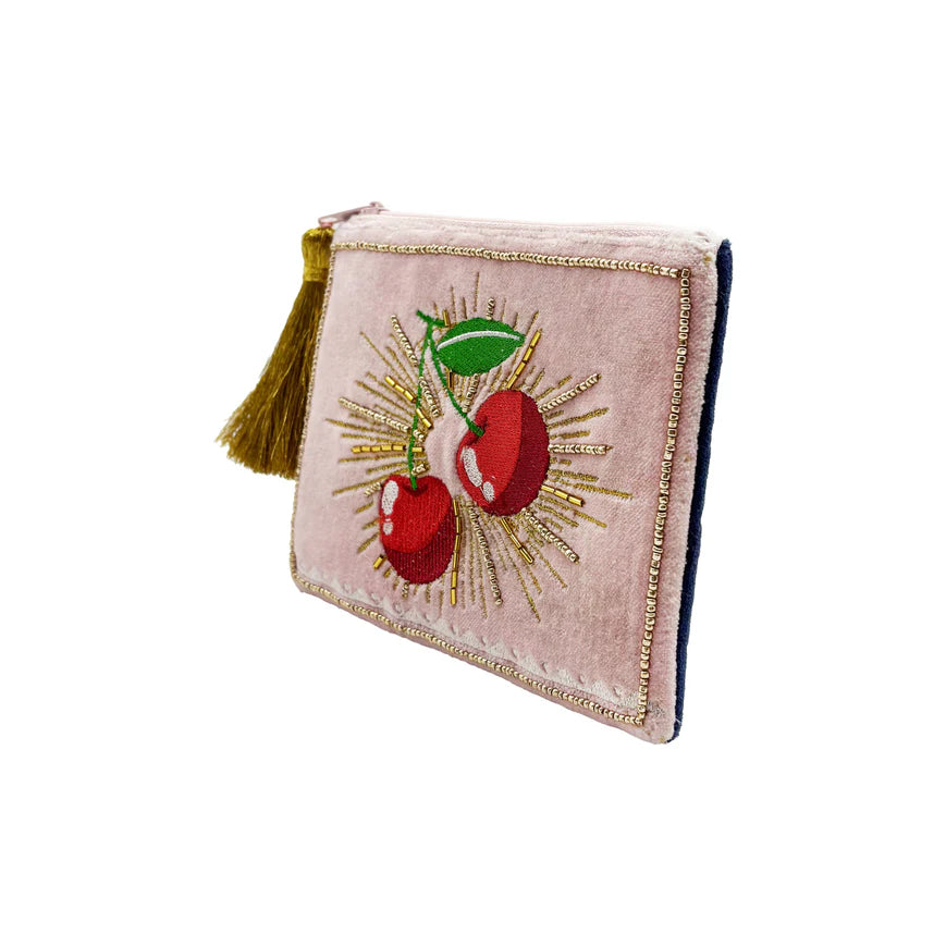 Inked Cherry Velvet Purse
