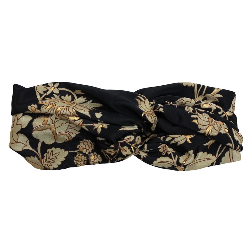 'Beba/Kimber' Black & Gold Floral Print Headband