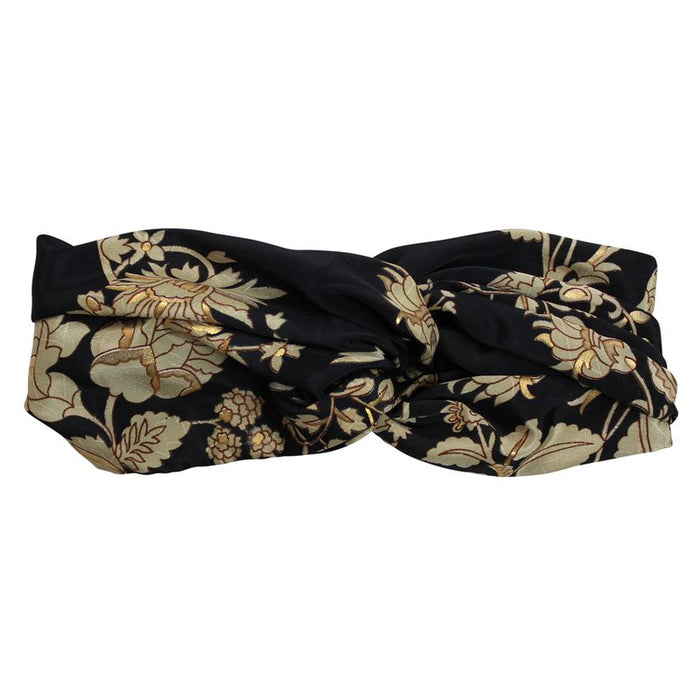 'Beba/Kimber' Black & Gold Floral Print Headband