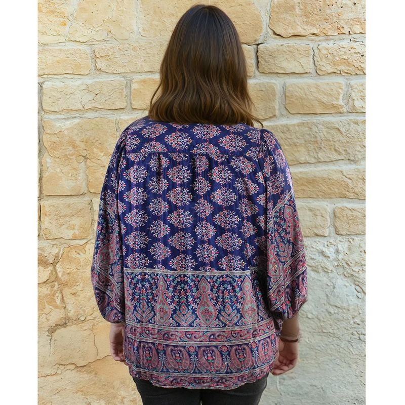Navy Floral Paisley Print Button Down Shirt